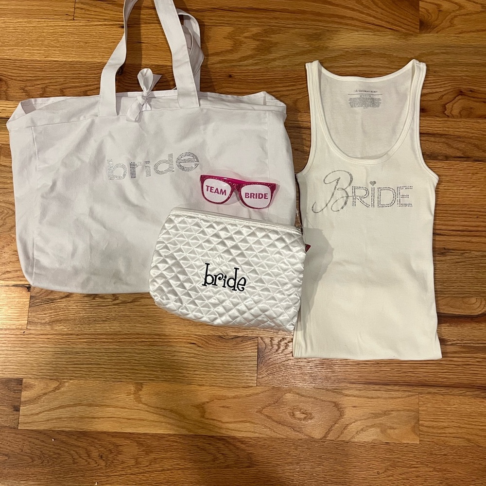 Bride Bundle - Victoria’s Secret Bride Tank, Bride Bag, makeup bag, sunglasses
